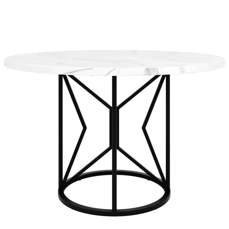 Masă rotundă de dining din MDF, Alb+Negru | Romania