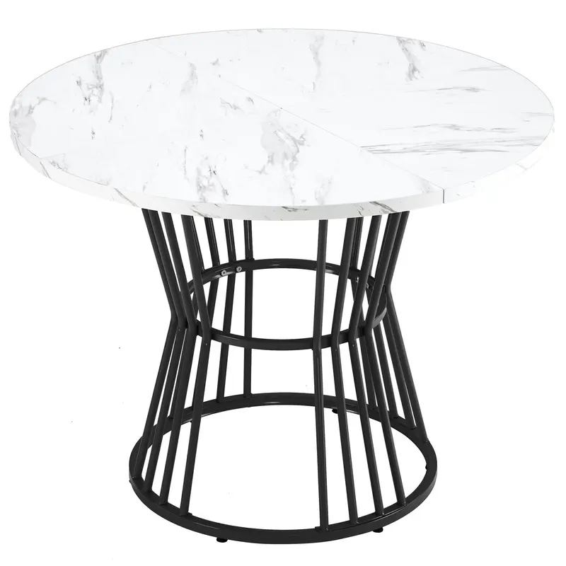 Masă rotundă modernă pentru dining, Alb+Negru | Romania