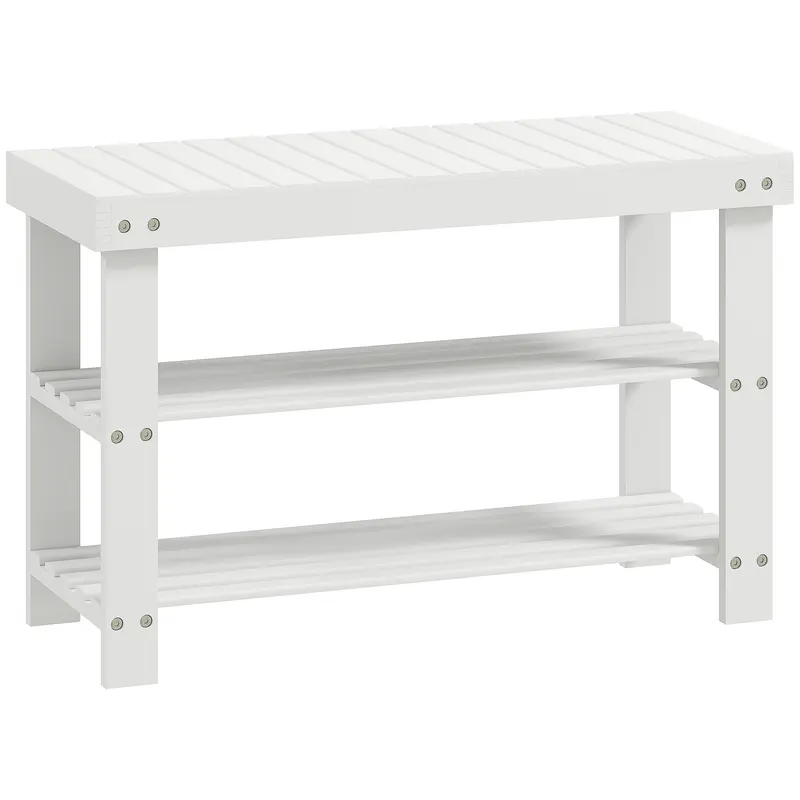 HOMCOM Pantofar tip Băncuță pentru Hol cu 3 Niveluri, 70x28x45 cm, Lemn natural | Romania