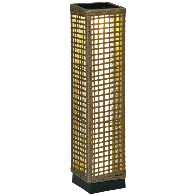 Lampa Outsunny de Gradina Solara cu Panou Superior de Reincarcare, din Otel si Ratan, 15.5x15.5x69 cm, Negru si Maro | Romania