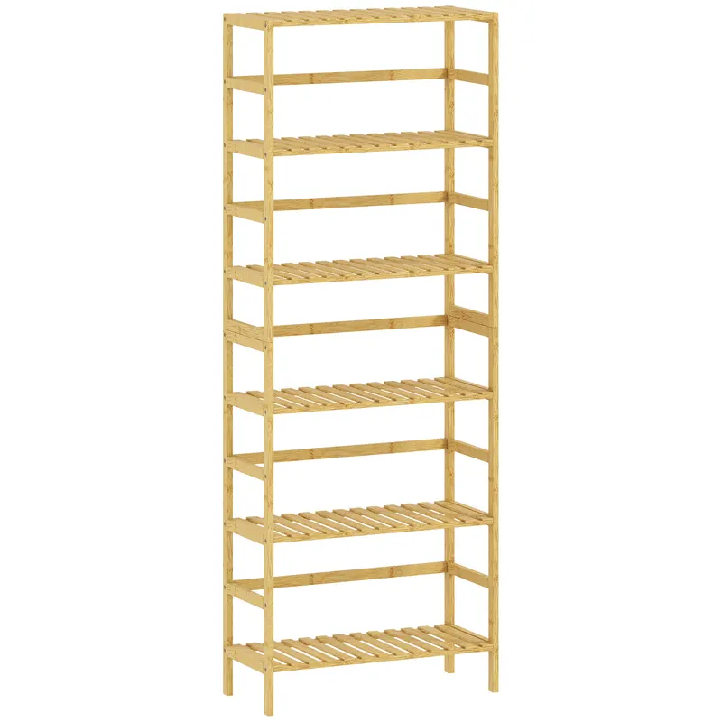 HOMCOM Raft de bambus cu 6 niveluri, cu rafturi reglabile, 60x26x161 cm | Romania