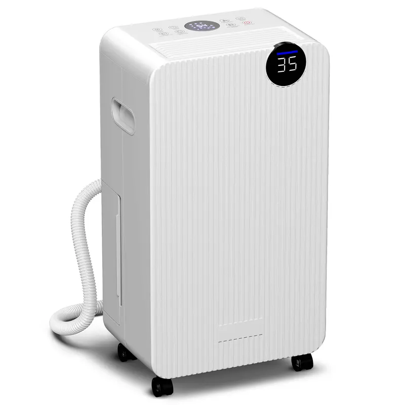 HOMCOM Dezumidificator de aer 12 L/zi, dezumidificator silențios, rezervor apă 2,1 L, ecran LED, 28x18,5x50,5cm, alb | Romania