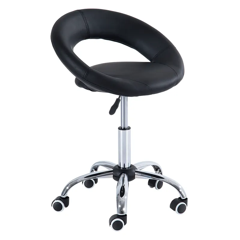 HOMCOM Scaun rotativ pentru living, ecopiele, inaltime reglabila, negru, 50x54x66-78cm | RO