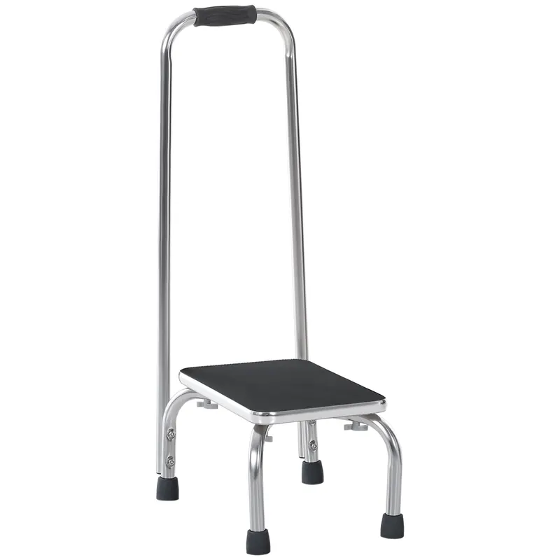 HOMCOM Treaptă cu bară de sprijin - treaptă de siguranță - Acces la cadă - Platformă & talpi antiderapante - Oțel galvanizat | Romania
