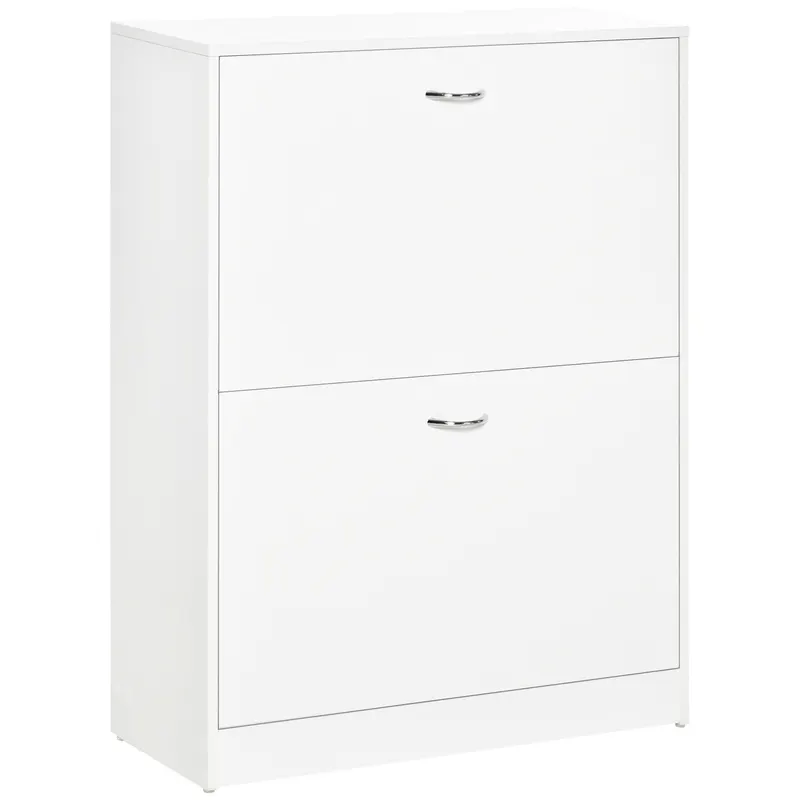 HOMCOM Dulap pentru pantofi dim. 60L x 24l x 80H cm 2 uși batante Alb | Romania