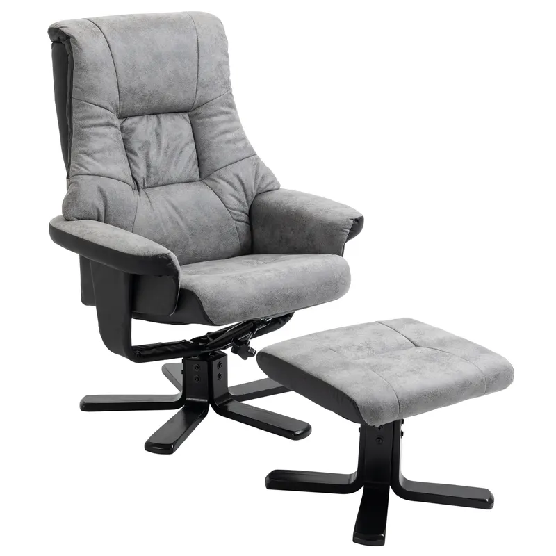 HOMCOM Fotoliu relax cu taburet, rotativ 360°, înclinabil 135°, husă respirabilă, 78 x 82,5 x 109 cm, gri | Romania