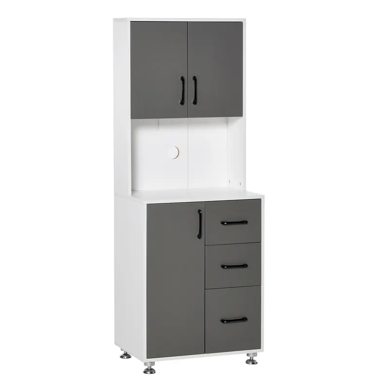HOMCOM Dulap de Bucătărie Modern, PAL Melaminat, Picioare Metalice, 60x40x150cm, Design Alb și Gri, Spațios și Funcțional | Romania