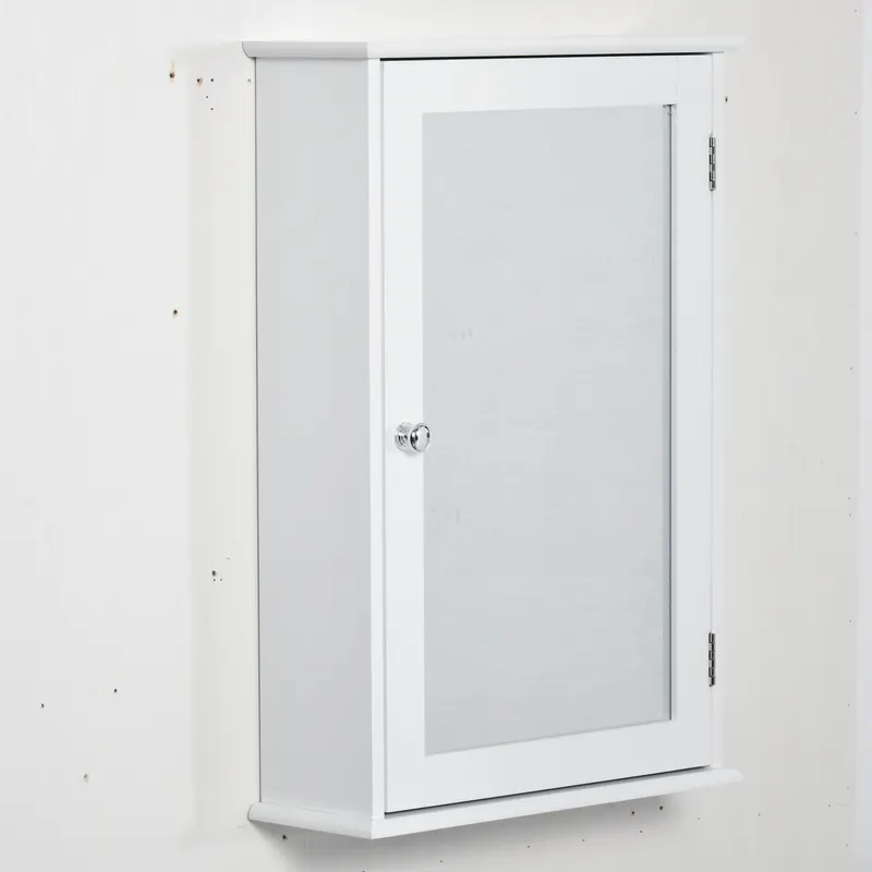 kleankin Dulap de Baie cu Oglindă – Dulap cu Oglindă – Dulap pentru WC – 1 Ușă, 2 Rafturi – MDF Alb și Sticlă | Romania