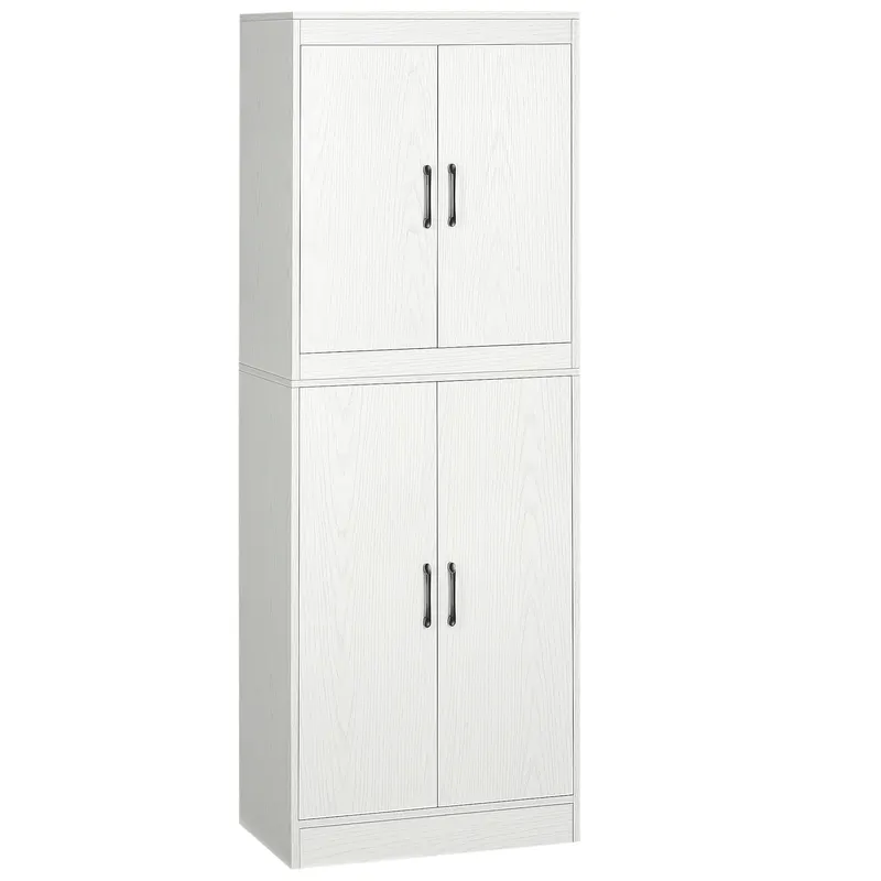HOMCOM Dulap de bucătărie Mobilă auxiliară cu 4 uși și 5 rafturi deschise 60x36x168 cm Alb | Romania