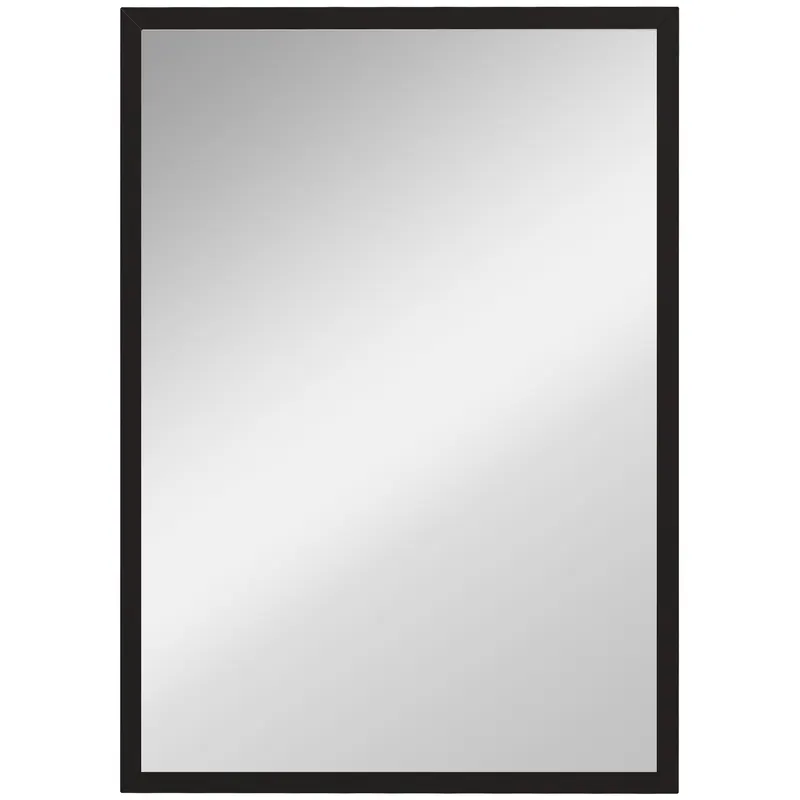 HOMCOM Oglindă Dreptunghiulară de Perete cu Cârlige, Sticlă și MDF, 60x80 cm, Negru | Romania