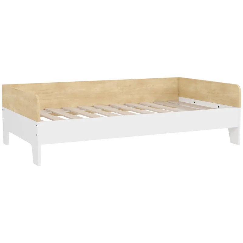 AIYAPLAY Pat pentru copii pat cu somieră cu lamele cu panouri laterale înalte design jos din lemn 143,5 x 74 x 40 cm alb | Romania