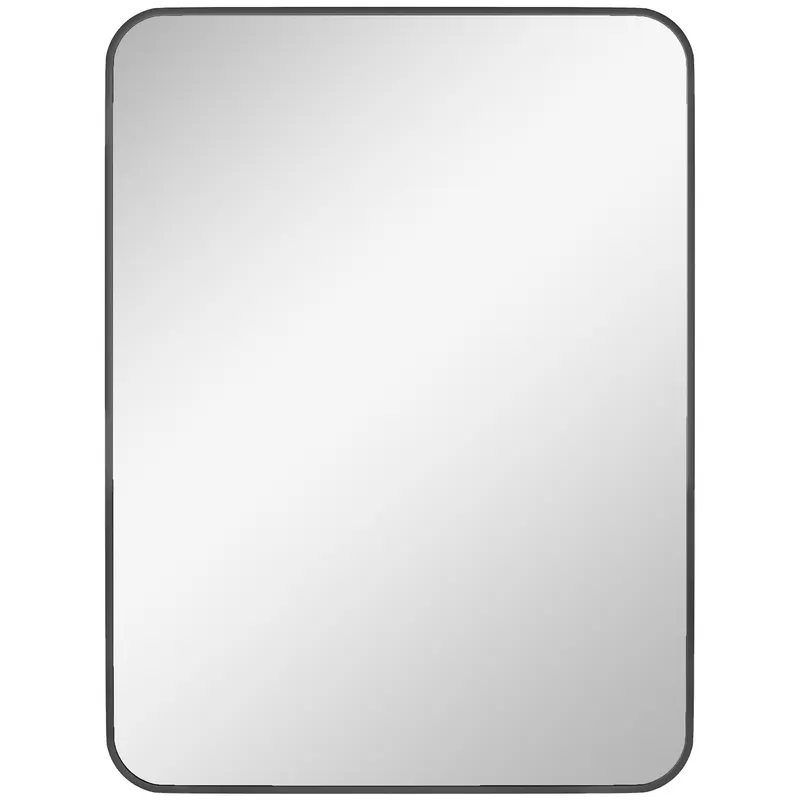 HOMCOM Oglindă de Baie 60 x 80 cm Oglindă Decorativă de Perete cu Ramă Metalică și Cârlig Ușor de Agățat pentru Sufragerie, Hol, Intrare - Negru | Romania