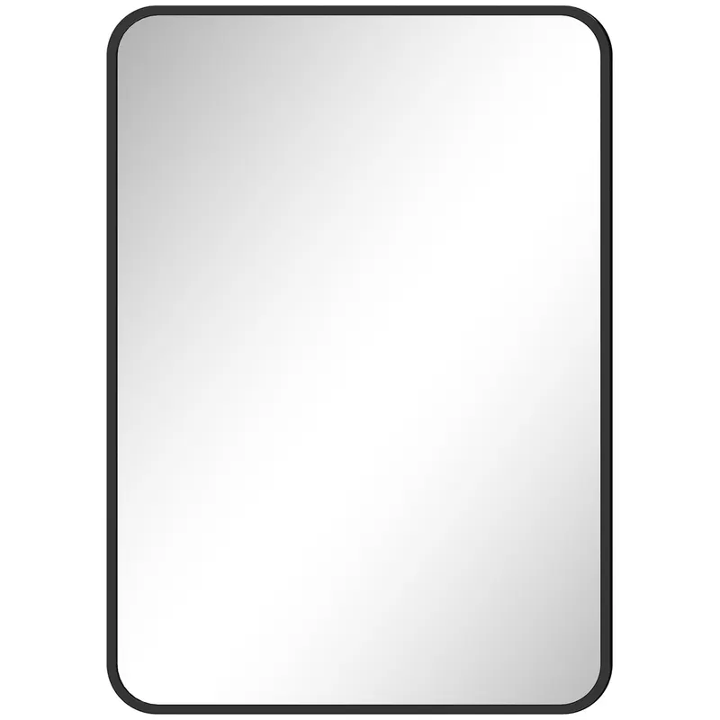 HOMCOM Oglindă de baie cu ramă metalică și agățătoare, 50x2.5x70 cm, negru | Romania