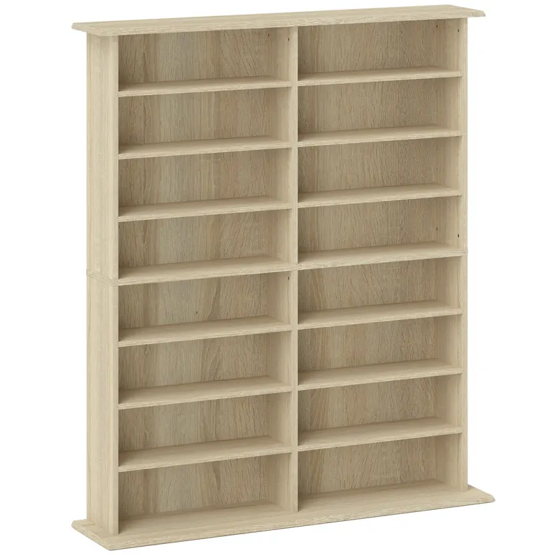 HOMCOM Dulap Bibliotecă pentru CD-uri cu 16 Rafturi, Design Modern, din Lemn, 106,5x24x126,3 cm, Natur | Romania