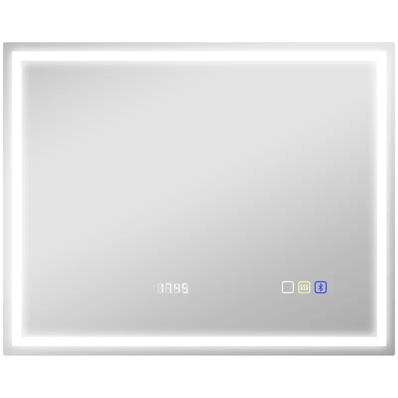 HOMCOM Oglindă baie LED bluetooth 80 x 100 cm întrerupător tactil lumină reglabilă 3 culori anti-ceață memorie argintiu | Romania