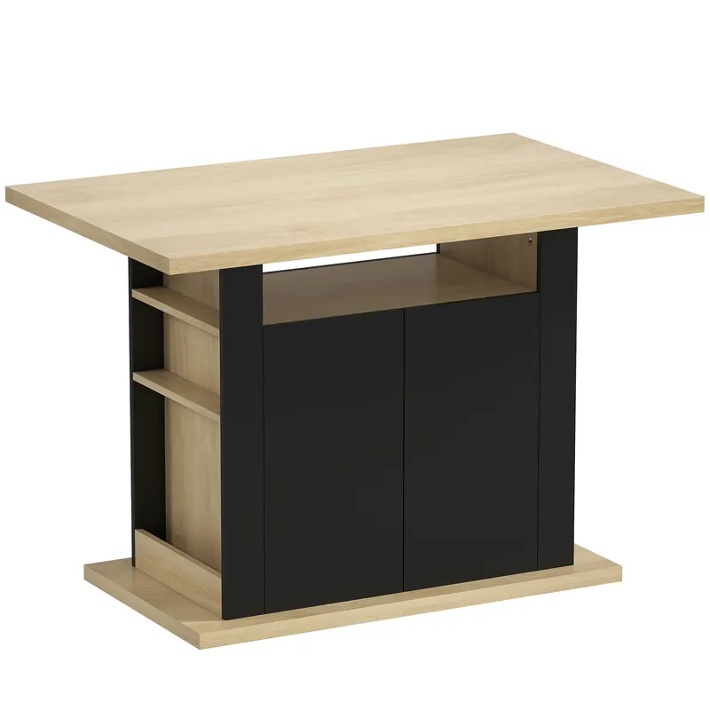 HOMCOM Masă de dining insulă centrală pentru bucătărie cu blat mare 4-6 persoane dulap cu 4 uși 110 x 70 x 75,5 cm negru | Romania