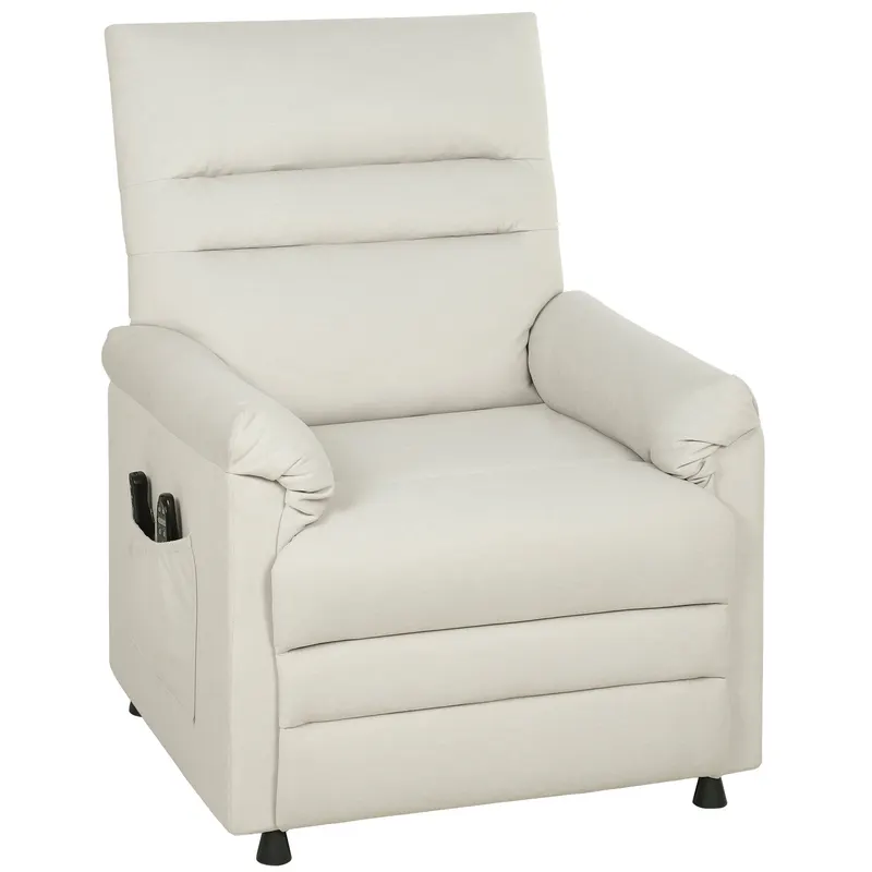 HOMCOM Fotoliu relax electric masaj și încălzire, fotoliu inclinabil, suport pentru picioare, motor silențios, 82x99x106cm, crem | Romania