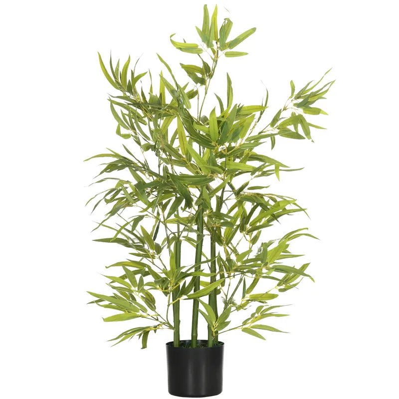 HOMCOM Plantă Artificială de Bambus Înaltă de 90 cm cu 504 Frunze din PEVA și PP Verde cu Ghiveci de Ciment Ø15x12.5 cm | Romania