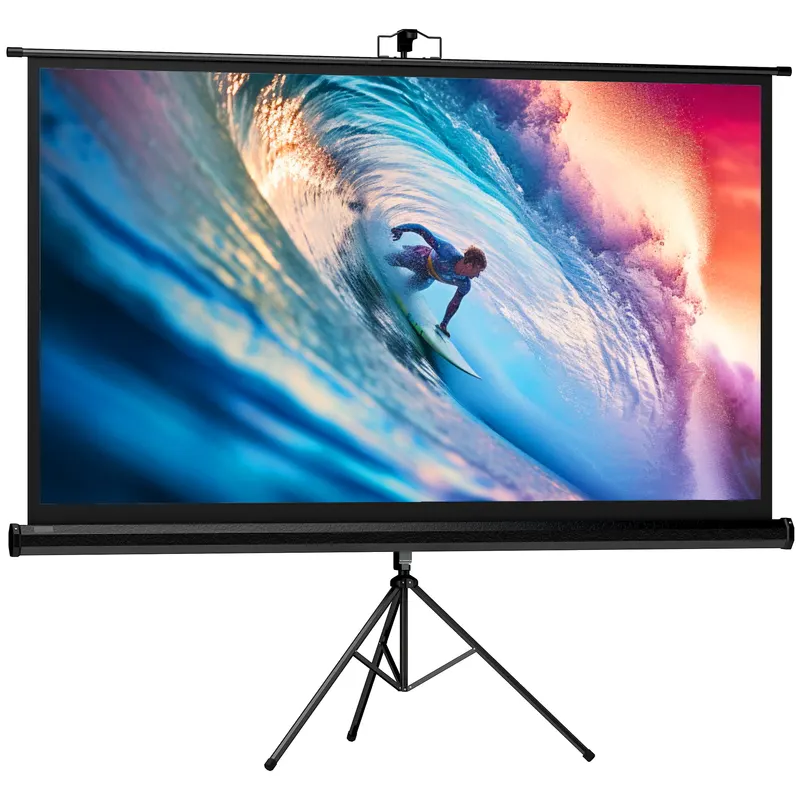 HOMCOM Ecran de proiecție pliabil de 84" format 16:9 cu trepied ajustabil, 200x8x118 cm, negru | Romania