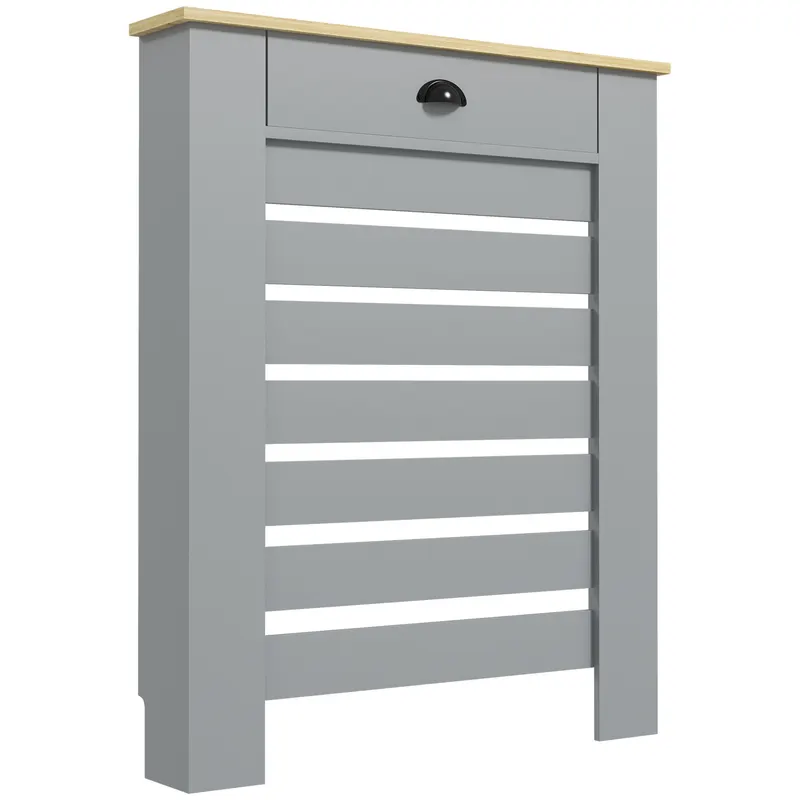 HOMCOM Copertură pentru Calorifer din MDF cu Sertar, 78x19x95.5 cm, Gri | Romania