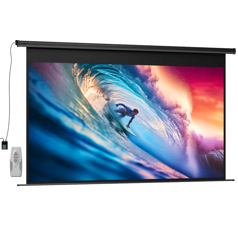 HOMCOM Ecran de proiecție motorizat 120 inch, 16:9 4K HD, montaj pe perete sau tavan cu telecomandă, 297x8x183cm | Romania
