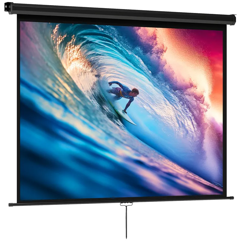 HOMCOM Ecran de Proiecție 84", Format 4:3, Unghi de 160° și Montare pe Tavan sau Perete, Negru | Romania
