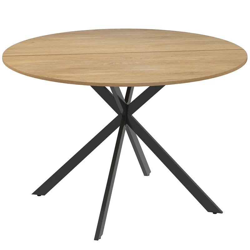 HOMCOM Masă Rotundă de Sufragerie pentru 4 Persoane cu Structură din Oțel Ø120x75 cm Stejar | Romania