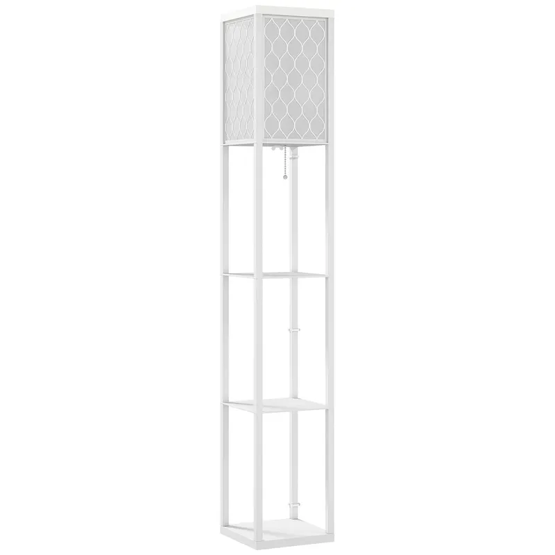 Homcom Lampa Pom 160 cm – Negru cu Rafturi pe 3 Niveluri | Romania