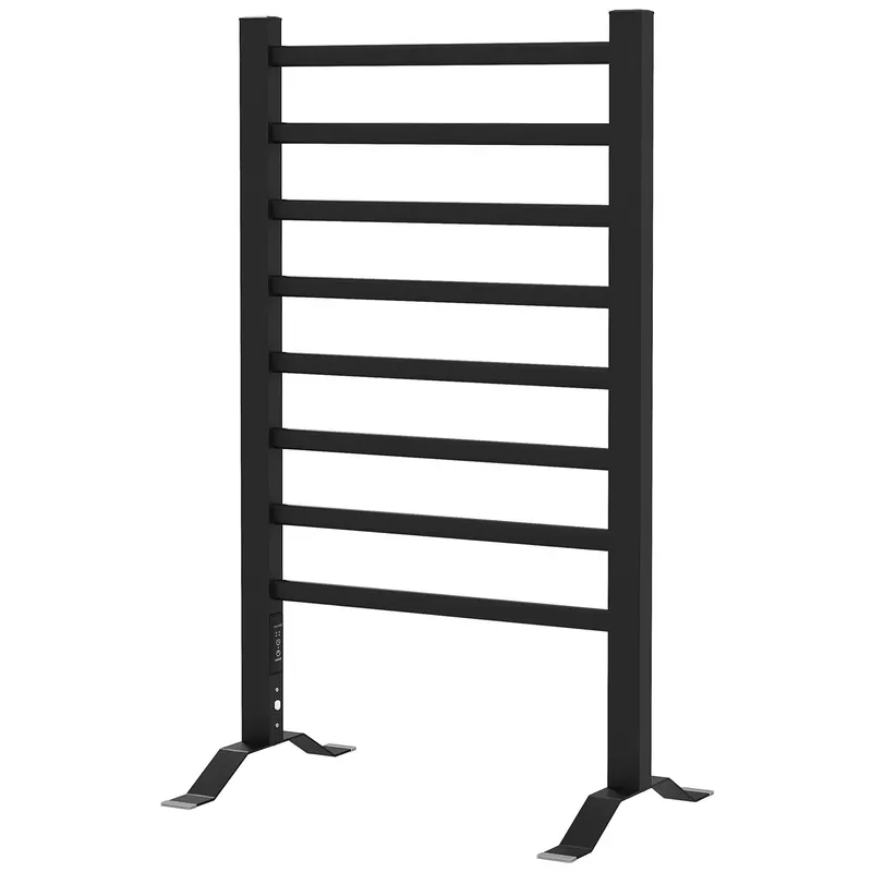 HOMCOM Uscător Electric de Prosoape, Cuier Încălzit cu 8 Bare și Temporizator de 2 sau 4 Ore, 53x35x90 cm, Negru | Romania