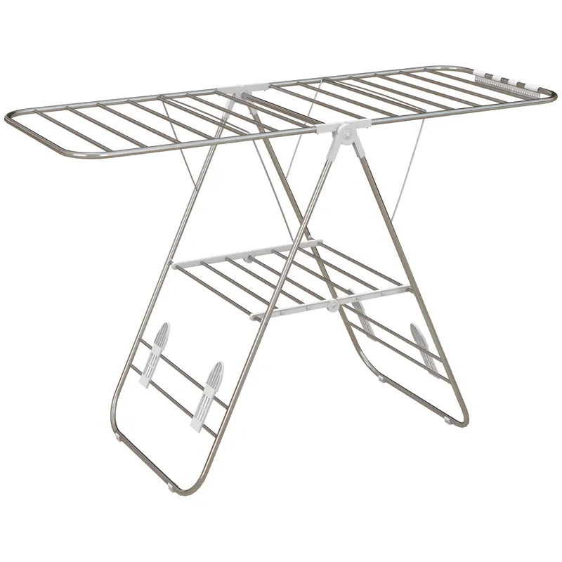 HOMCOM Suport de uscat rufe pliabil pe picioare cu 2 niveluri ajustabile dim. 148L x 60,5l x 98H cm | Romania