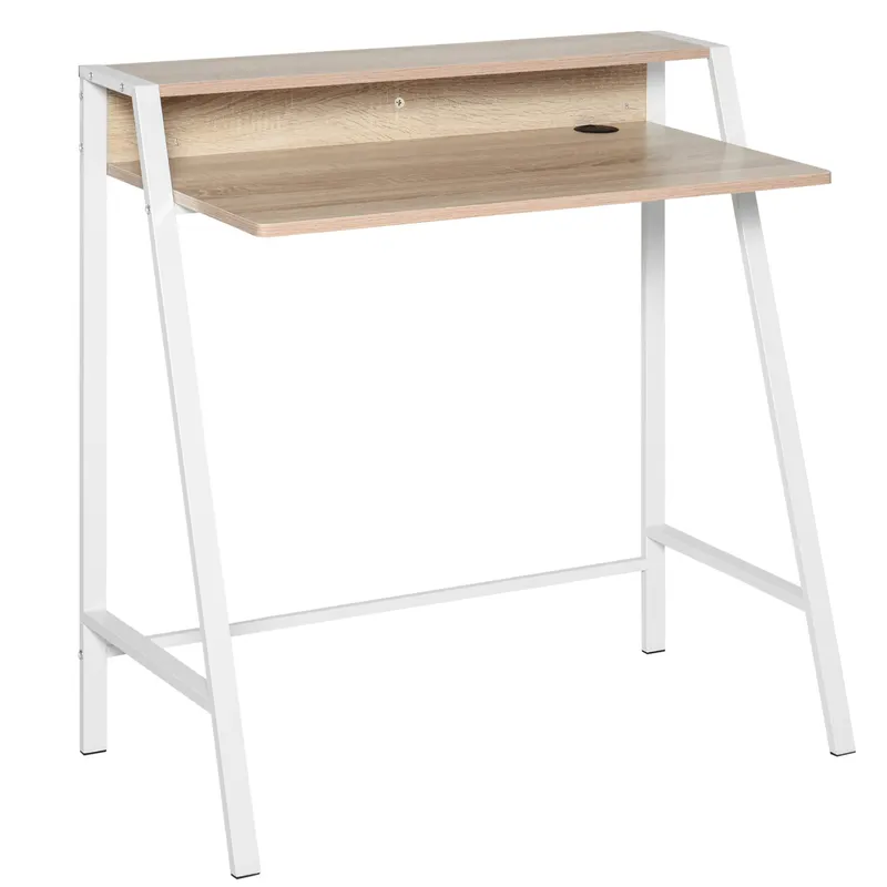 HOMCOM Birou de Camera, Mobilier Modern din Lemn si Metal 84x45x85cm, Alb | .ro