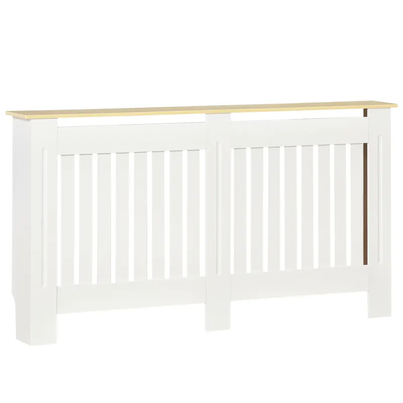 Mobilier Calorifer din PAL cu aspect de Lemn si MDF, Panouri sub forma de Lamele si Raft Superior, 152x19x83cm, Alb HOMCOM | RO