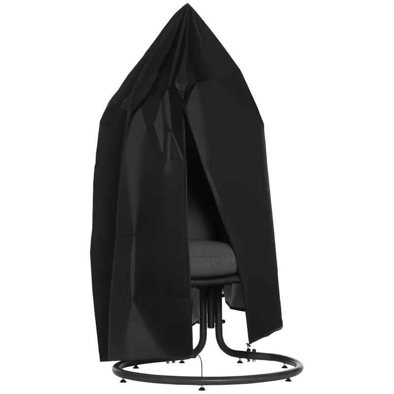 Outsunny Husă pentru fotoliu suspendat husă pentru fotoliu cocon material Oxford 210D cu fermoar Ø 115 x 190 cm negru | Romania