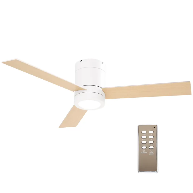 HOMCOM Ventilator de tavan 2 în 1 cu lumina LED 3 viteze silentios - telecomanda - diametru 112 cm, natural si alb | Romania