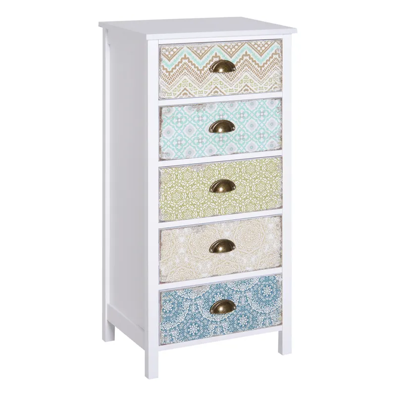 HOMCOM Comodă cu sertare comodă, design modern, 5 sertare, 46 cm x 34 cm x 97,5 cm, colorat | Romania