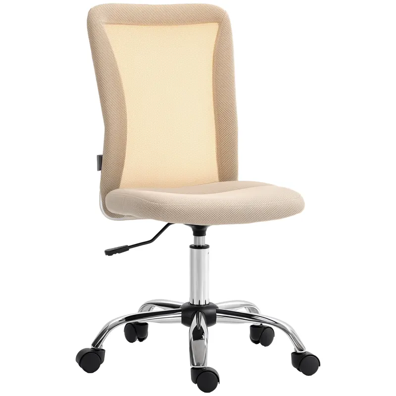Vinsetto Scaun de birou ergonomic înălțime reglabilă picior cromat rotativ 360° îmbrăcăminte material textil bej | Romania