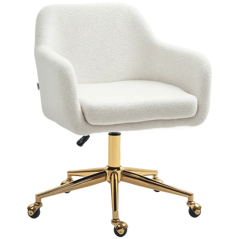 HOMCOM Scaun de birou fotoliu de birou cu role înălțime reglabilă șezut pivotant la 360° 60 x 61 x 79-88 cm crem | Romania