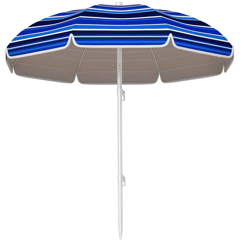 Outsunny Umbrelă de plajă Ø 1,8 m mare umbrelă inclinabilă pliabilă protecție solară UPF50+ ușoară geantă de transport multicolor | Romania