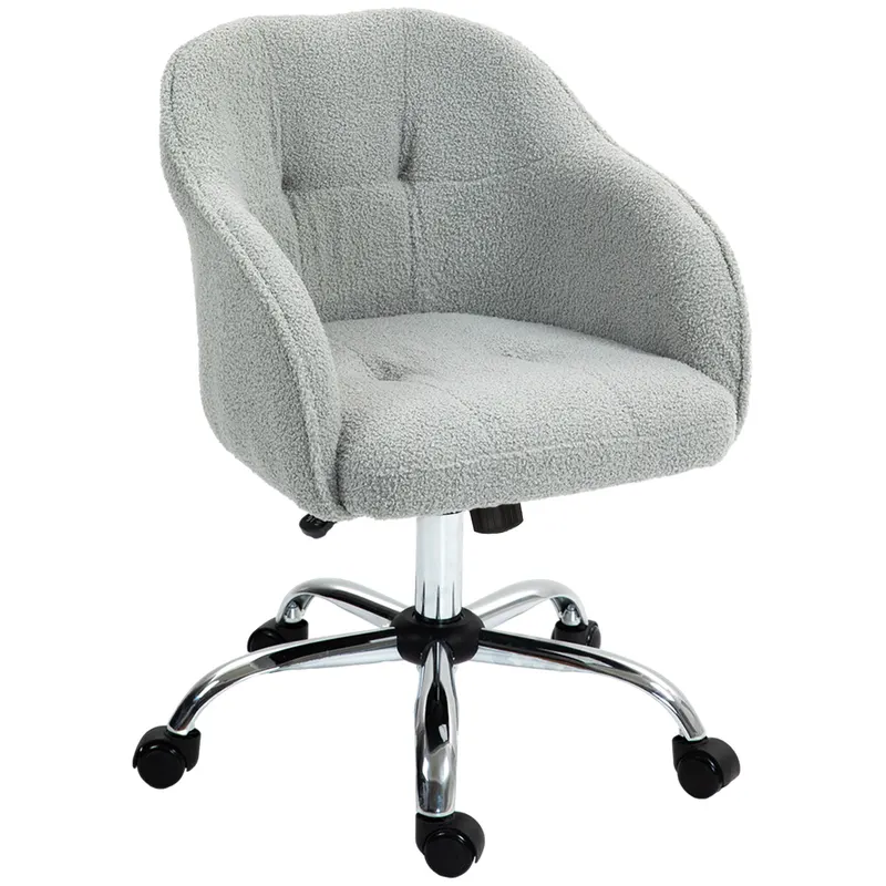 HOMCOM Scaun de birou, fotoliu de birou ergonomic, înălțime reglabilă, șezut și spătar umplute, gri | Romania