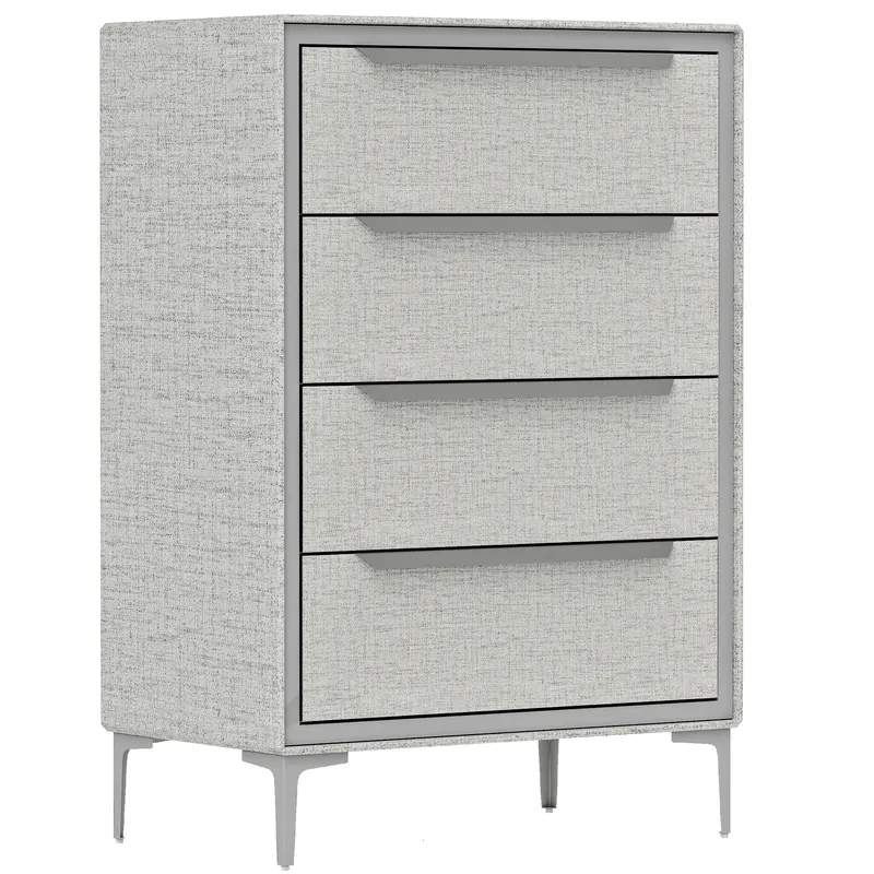 HOMCOM Comoda cu 4 Sertare în Oțel cu Acoperire în Țesut cu Efect de In, 60x36x88 cm, Gri | Romania