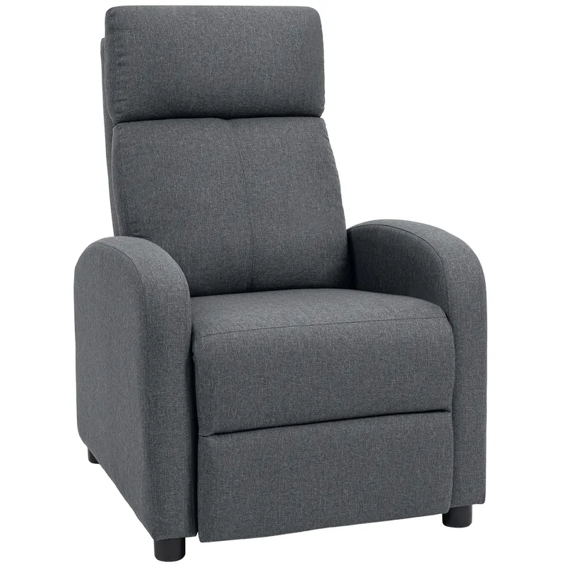 HOMCOM Fotoliu Relax și Reclinabil la 135° cu Suport de Picioare în Material Textil, 69x87x100.5 cm, Gri | Romania