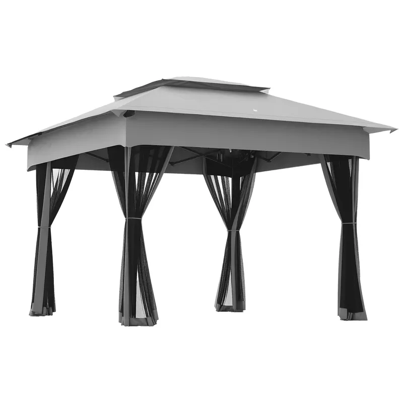 Outsunny Tonelă Barnum de Grădină Pop-up Extensibil Oțel Poliester impermeabilizat Anti UV plase de țânțari și Sac de Transport | Romania