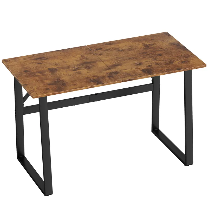 HOMCOM Birou pentru Computer, 120x60x76 cm Birou Lungu cu Colțuri Rotunjite și Structură din Oțel, Masă PC Industrială, pentru Casă, Studiu, Dormitor, Birou, Maro Rustic | Romania