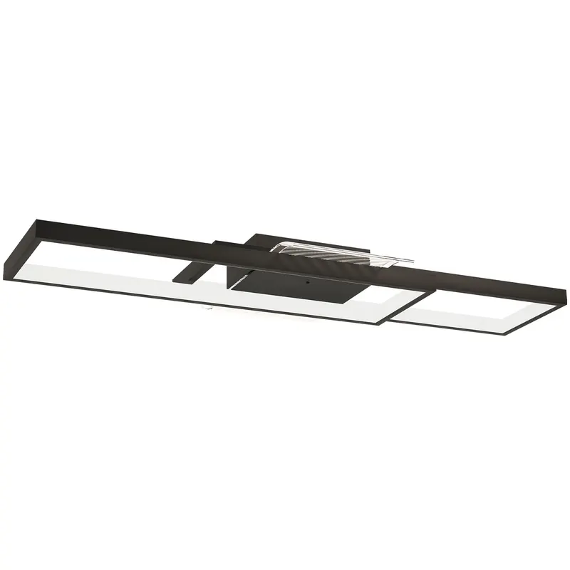 HOMCOM Plafonieră LED Reglabilă cu Telecomandă și Întrerupător, Temperatura Culoare 3000-6000K, Lampă de Design pentru Living și Sufragerie, 70x30 cm, Negru | Romania