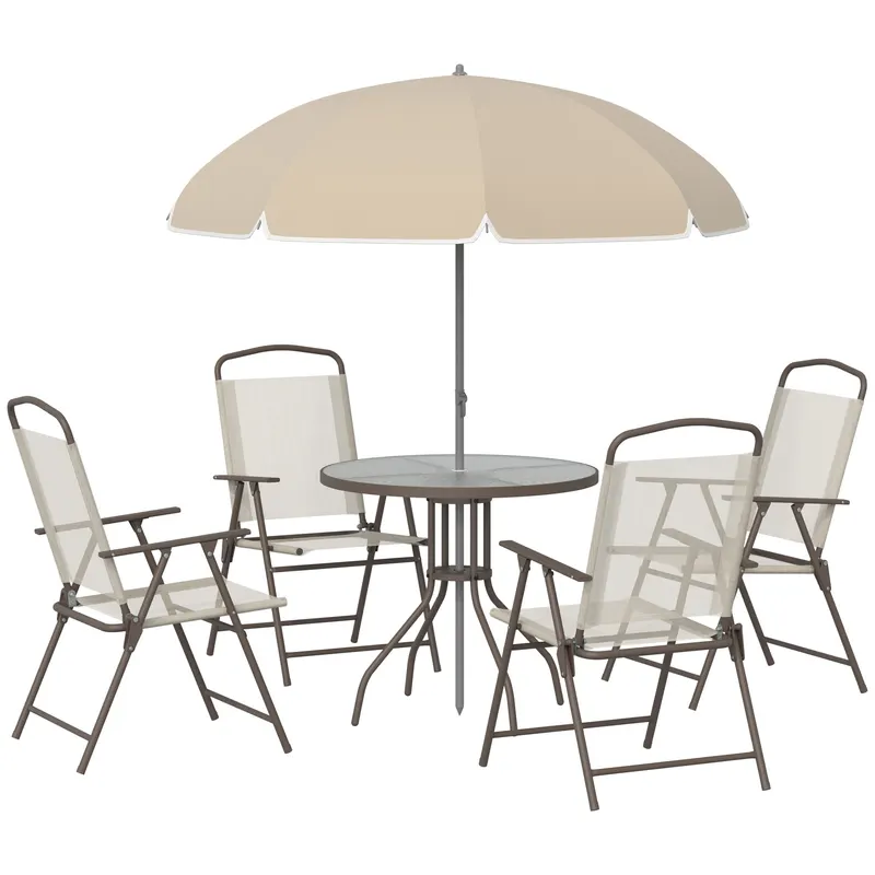 Set Mobilier de Gradina Outsunny cu Tuburi Otel 6 bucati, crem | Romania