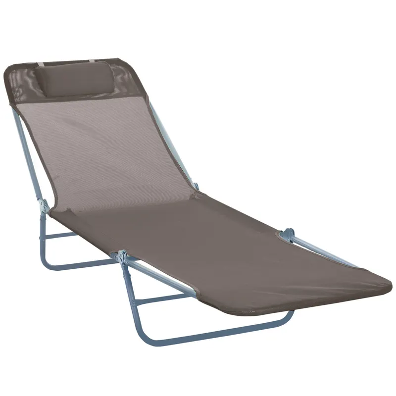 Outsunny Sezlong de Grădină Reglabil, Confortabil, din Textilena, Culoare Cafea, 182x56x28cm | Romania