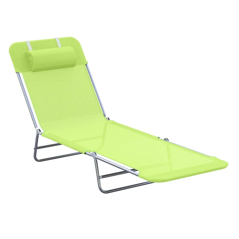 Outsunny Sezlong pentru Gradina Pliabil cu Spatar Reclinabil Verde deschis | Romania