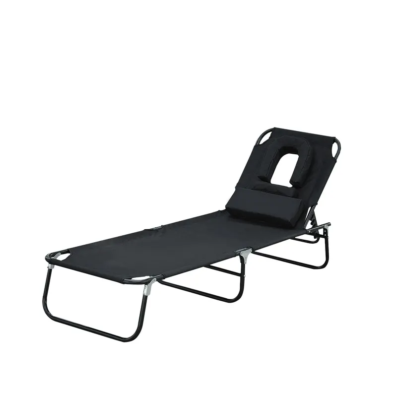 Sezlong cu decupaj Outsunny,190x56x28 cm, negru | Romania