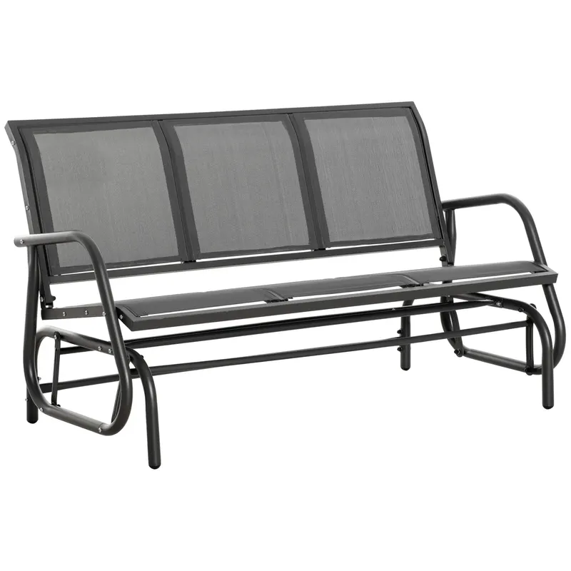 Outsunny Bancă Balansoar de Exterior pentru 3 Persoane, din Metal și Tesătură Rezistentă, 151x75x85cm, Culoare Gri | Romania