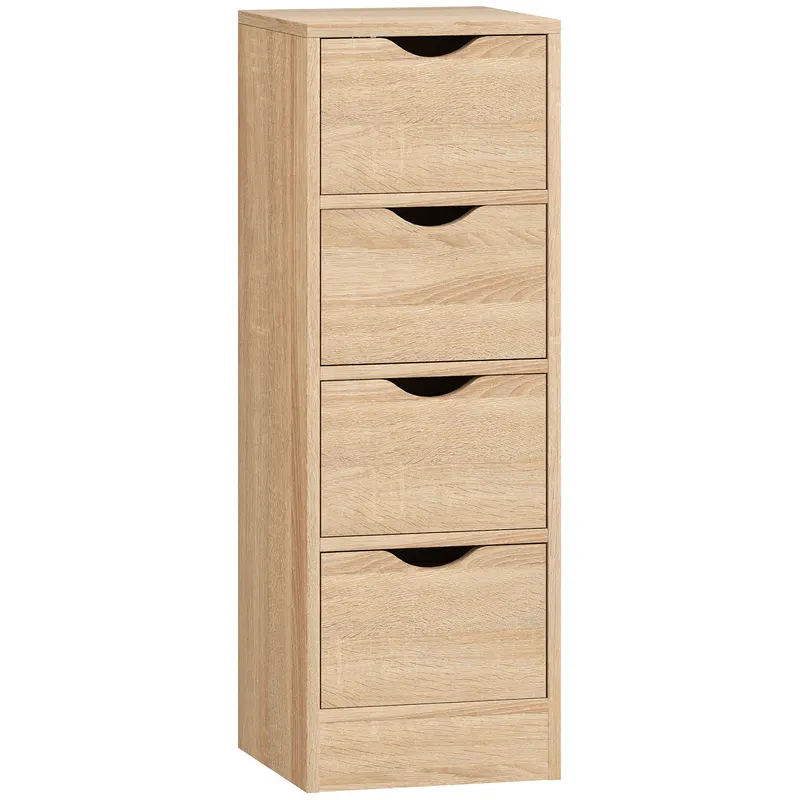 HOMCOM Dulap de Baie Compact cu 4 Sertare și Mânere Sculpatate, Stil Nordic | Romania